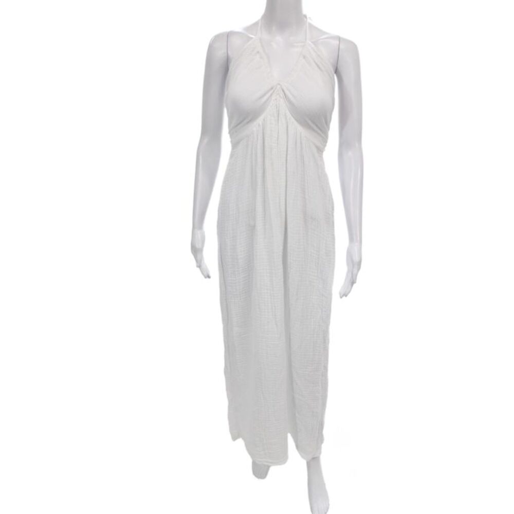 Michael Stars Womens Maxi White Halter Sleeveless Cotton Tie Long Dress Size S